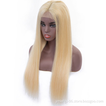 613 Blond Lace Front Human Hair Wigs For Black Women Brazilian Virgin Cuticle Aligned Hair Wig Unprocessed Transparent Lace Wig